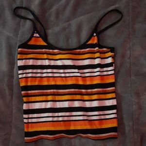 Cute orange, red, white, pink, yellow, and black Forever 21 crop top!